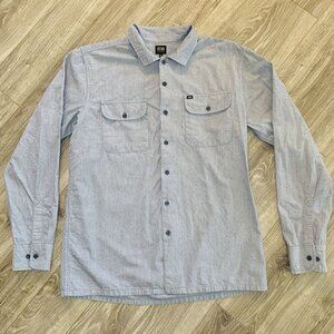 OBEY Men’s Shirt Long Sleeve Button Up Sz M Gray 100% Cotton Casual
